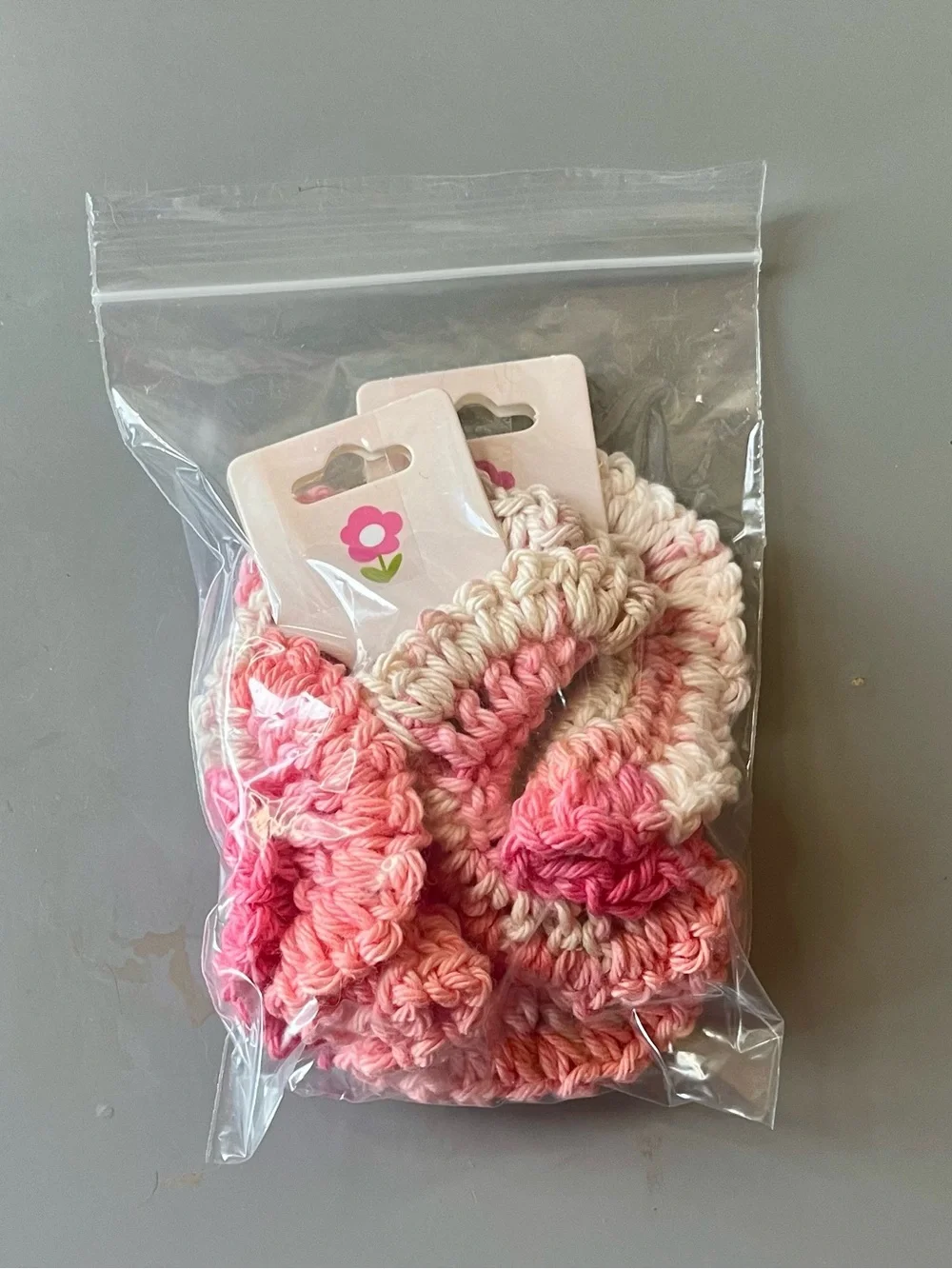 Set of 2 Handmade Crochet Scrunchies - Magenta, Pink, and White Ombre NWT